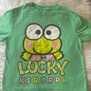 Sanrio Keroppi Kids Tee in Mint Green with Pink Accents